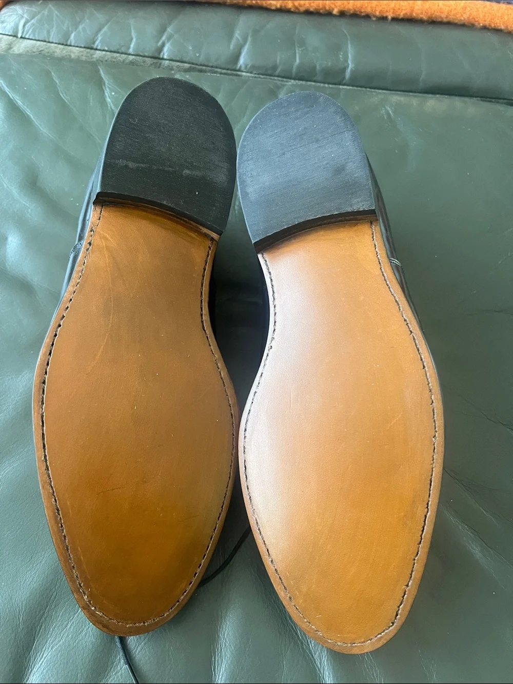 Johnston & Murphy Melton Cap Toe shoes with replaced soles.  Size 10 D.